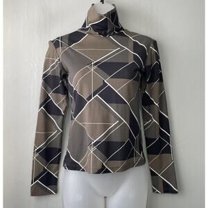 Epic New York Size S M Geometric Stretch Lightweight Top Sheer Turtleneck Y2K